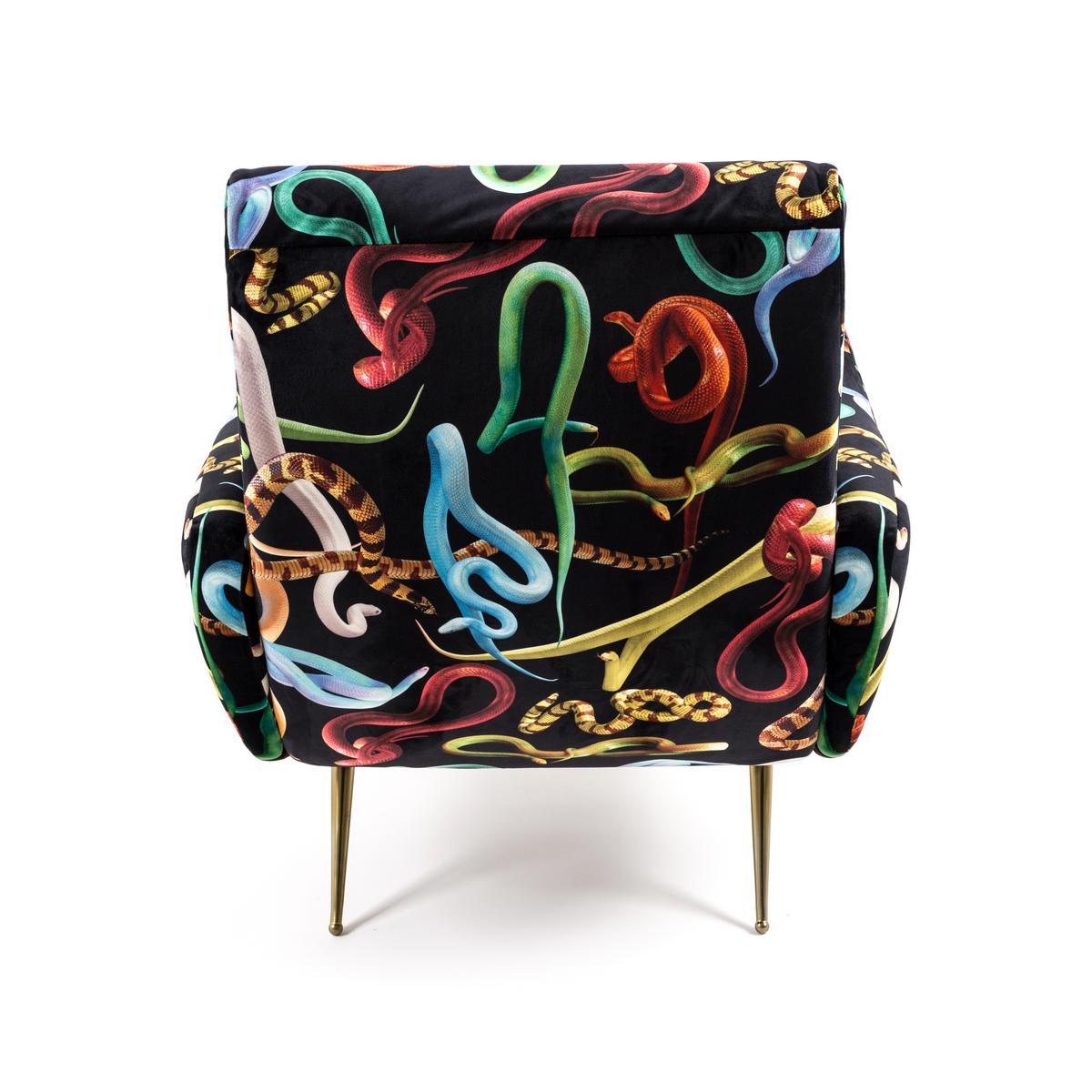 SNAKES Fabric armchair with armrests