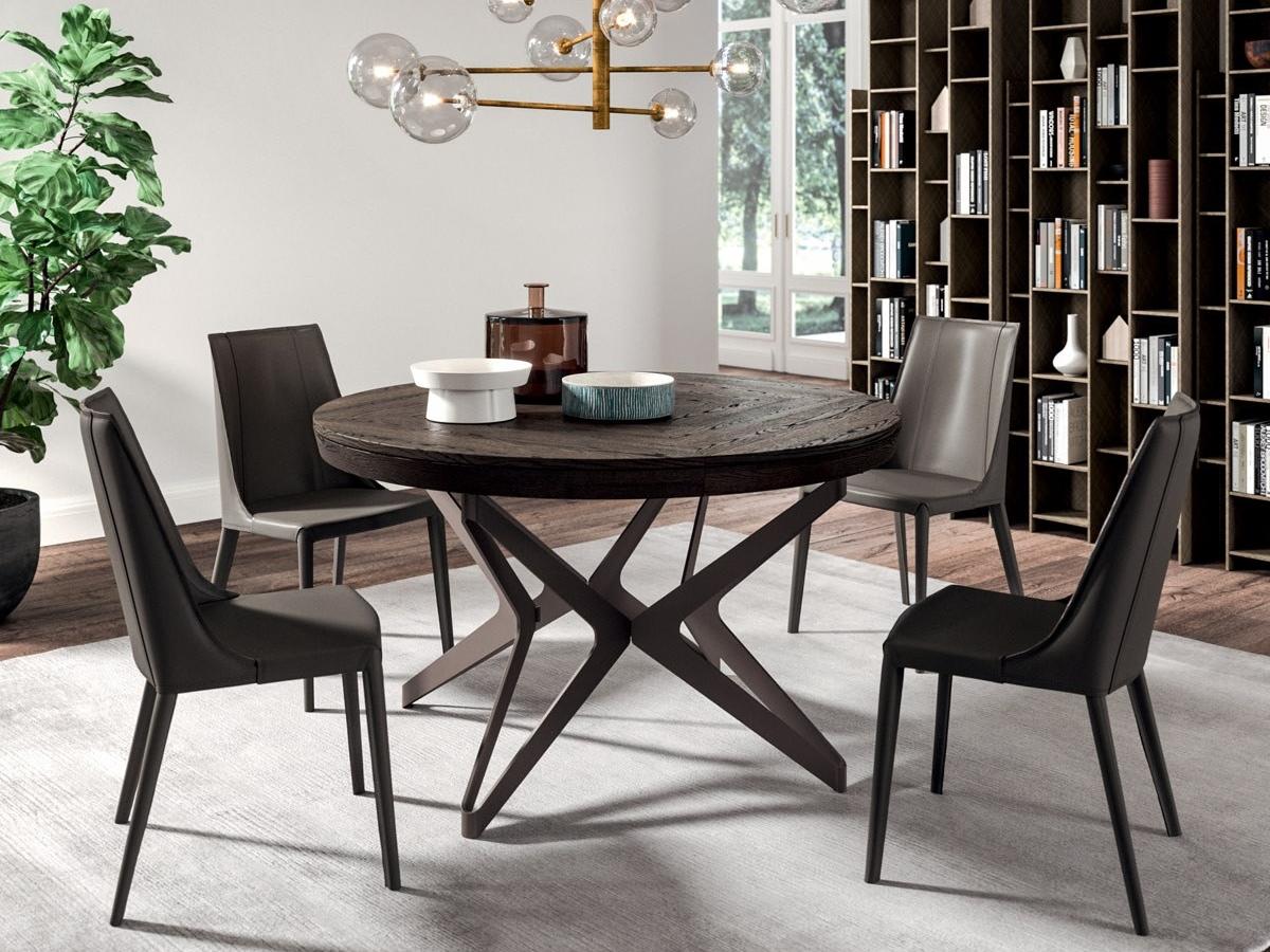 BIG ROUND Extending round steel and wood table