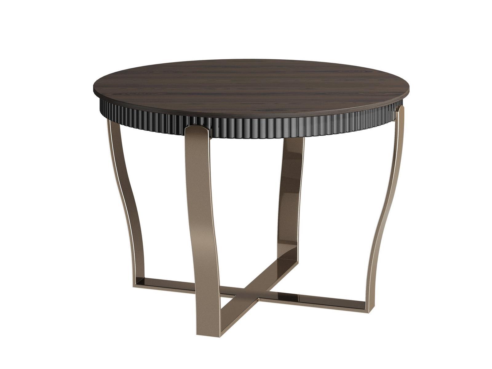 ARISTO L Round steel and wood coffee table