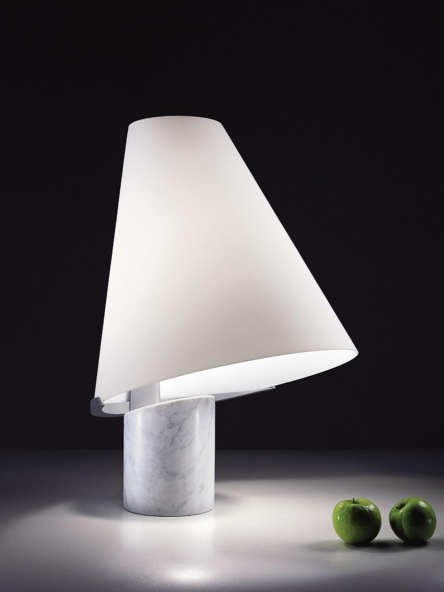 MICENE LED Carrara marble and blown glass table lamp