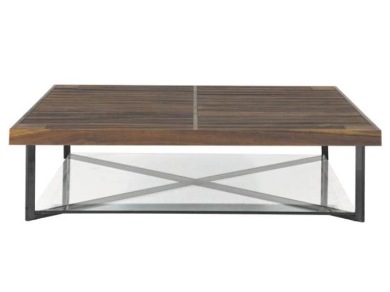 PONTON Low square walnut coffee table