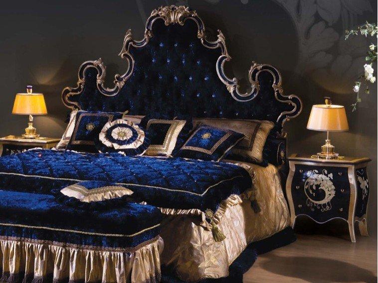 3150 Velvet double bed with tufted headboard