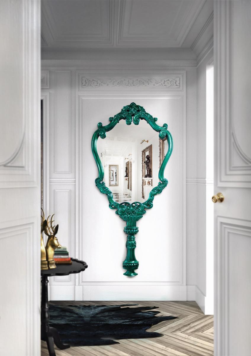 MARIE THÉRÈSE Wall-mounted framed mahogany mirror