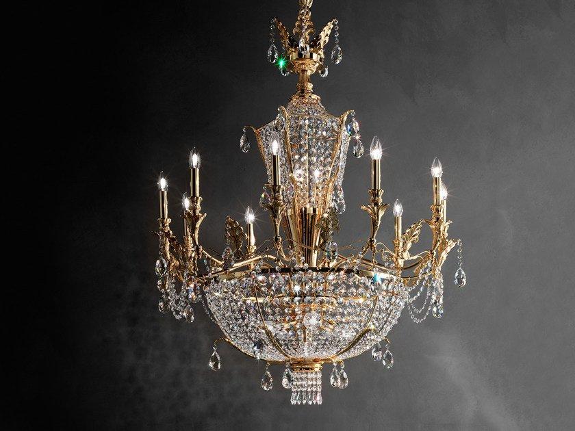 IMPERO & DECO VE 803 13+6 Incandescent brass chandelier with crystals