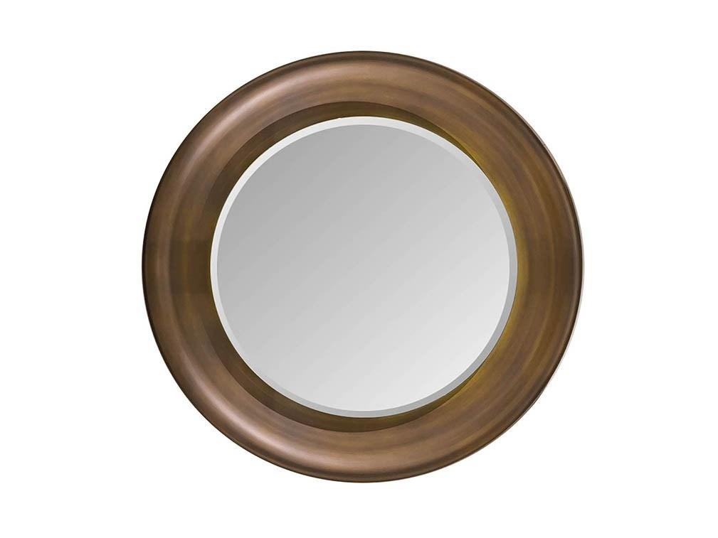 MELTING LIGHT Round framed wooden mirror