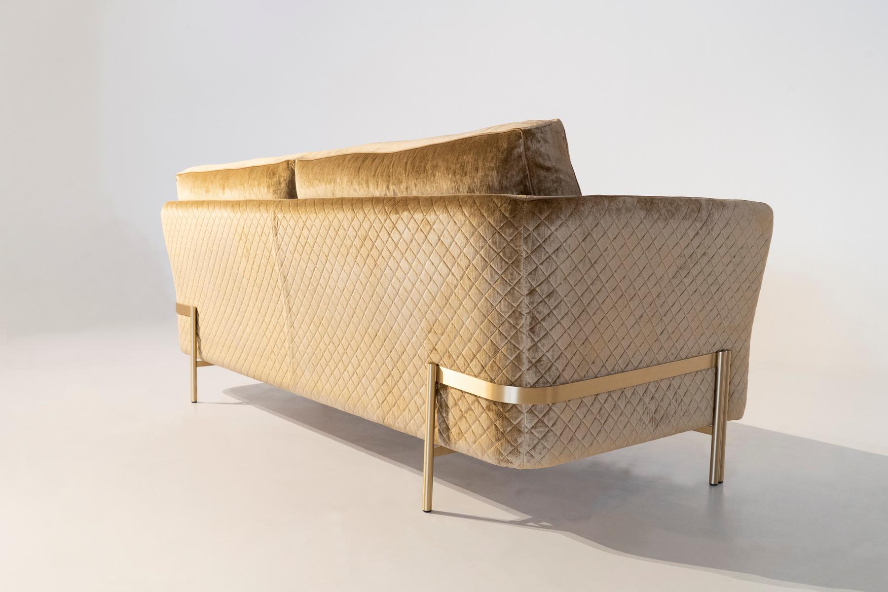 UNIVERSAL 3 seater velvet and leather sofa