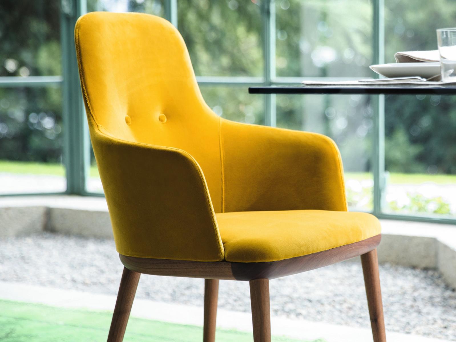 CONNIE Upholstered fabric chair with armrests