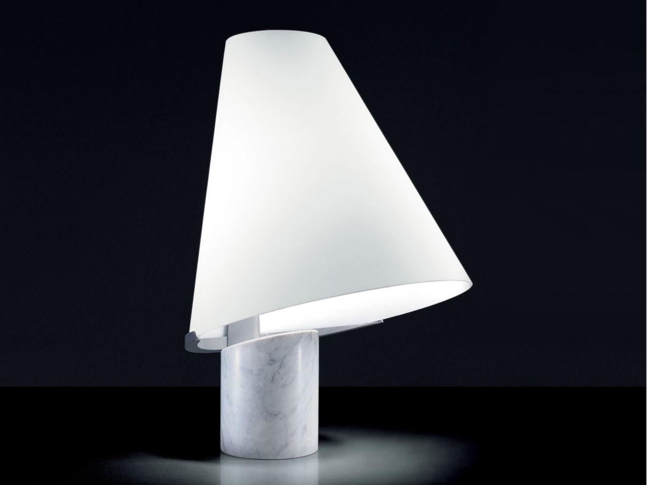 MICENE LED Carrara marble and blown glass table lamp