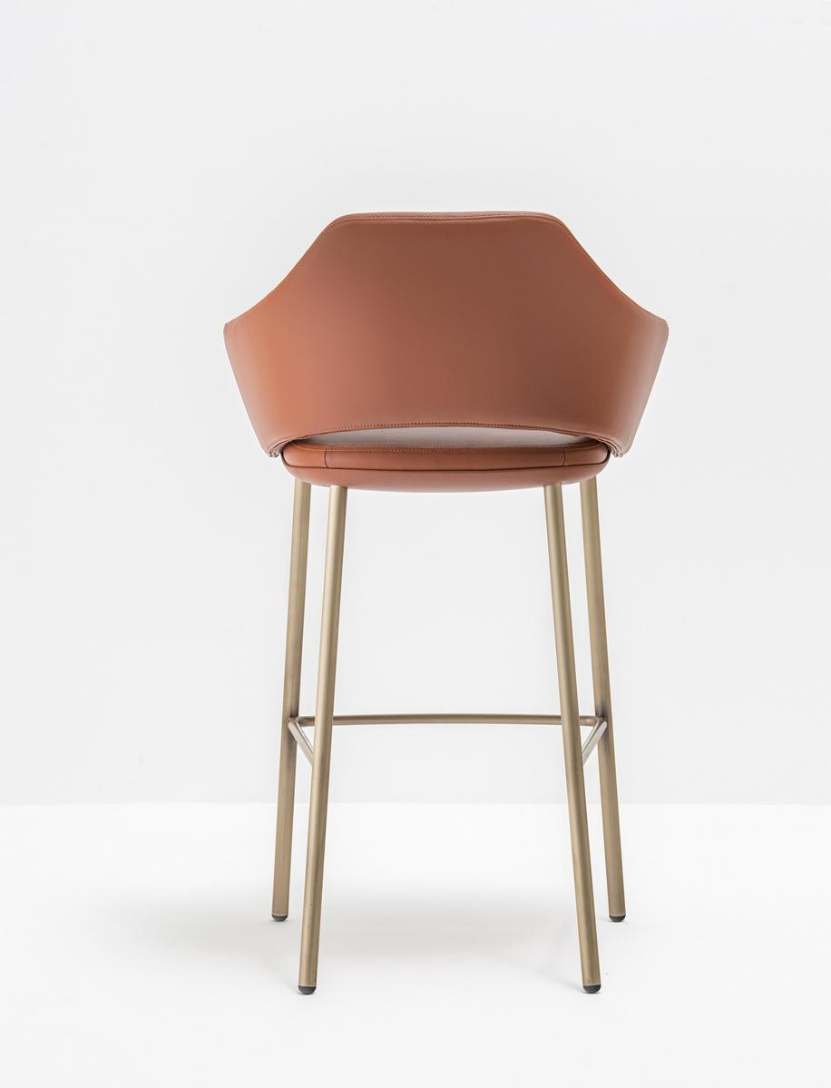 VIC 648 High leather stool with armrests with back