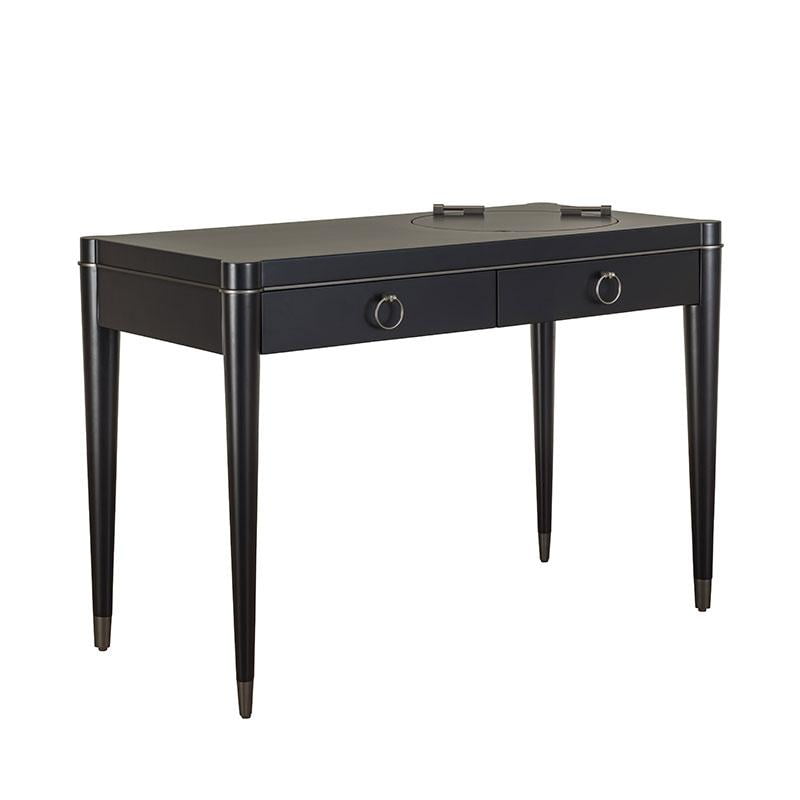 AMBRA Rectangular leather writing desk with drawers