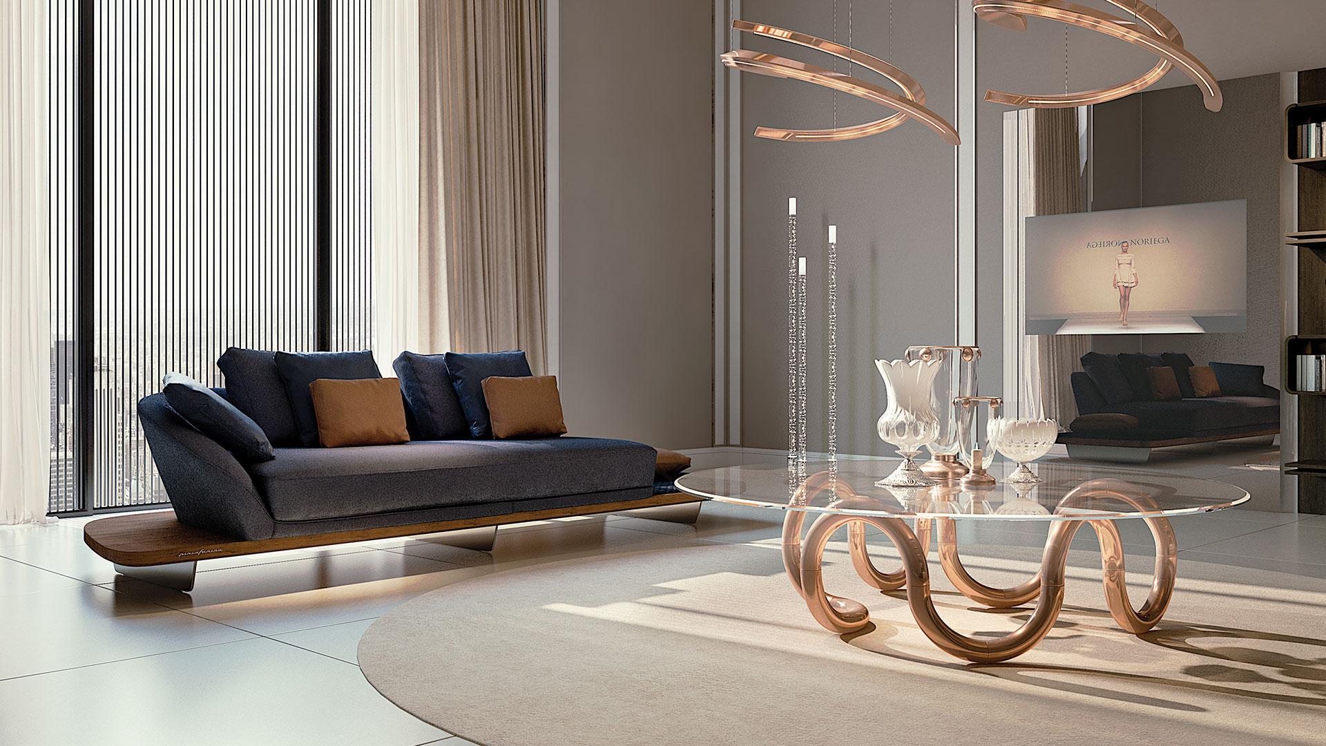 AENIGMA Round glass coffee table