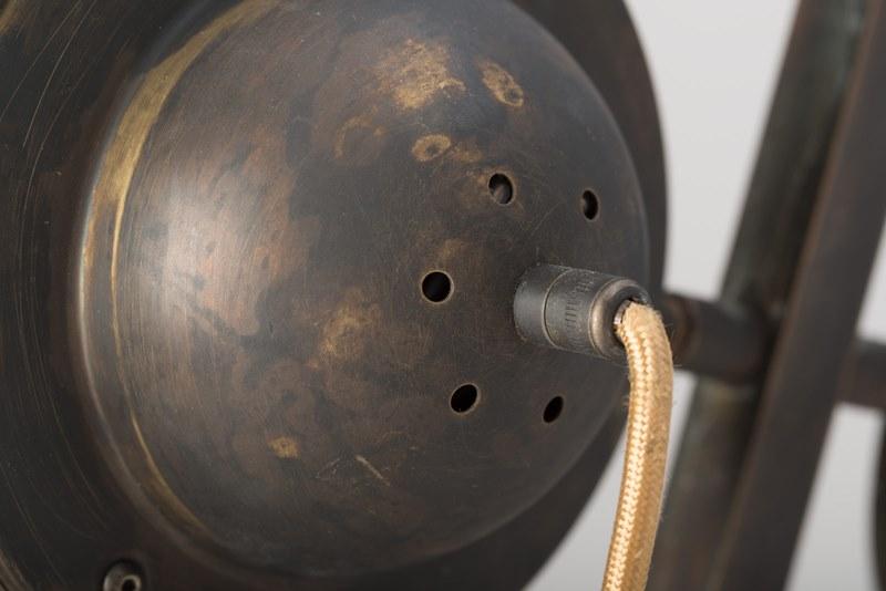 TOTÒ Acid etched brass and oak floor lamp with tripod
