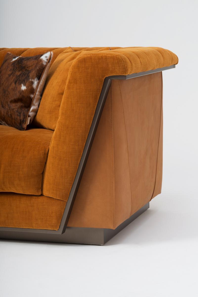 FEDRO 3 seater fabric and leather sofa