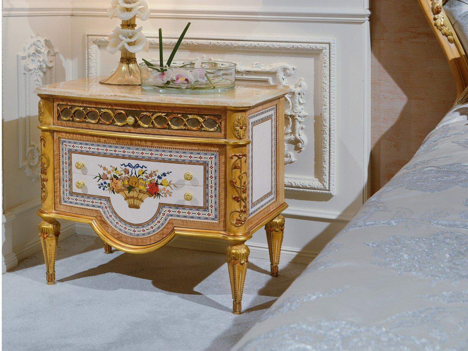 3700_LUIGI XVI Decapé rectangular wooden bedside table with drawers