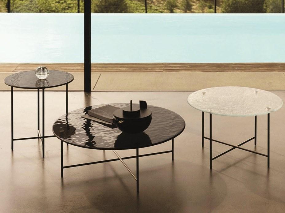NEMU Low round metal coffee table for living room