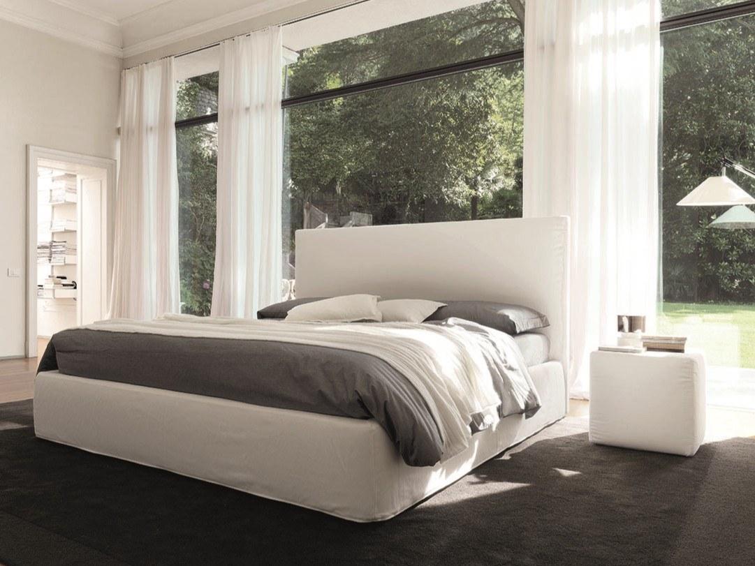 BLO 118 Fabric double bed with upholstered headboard