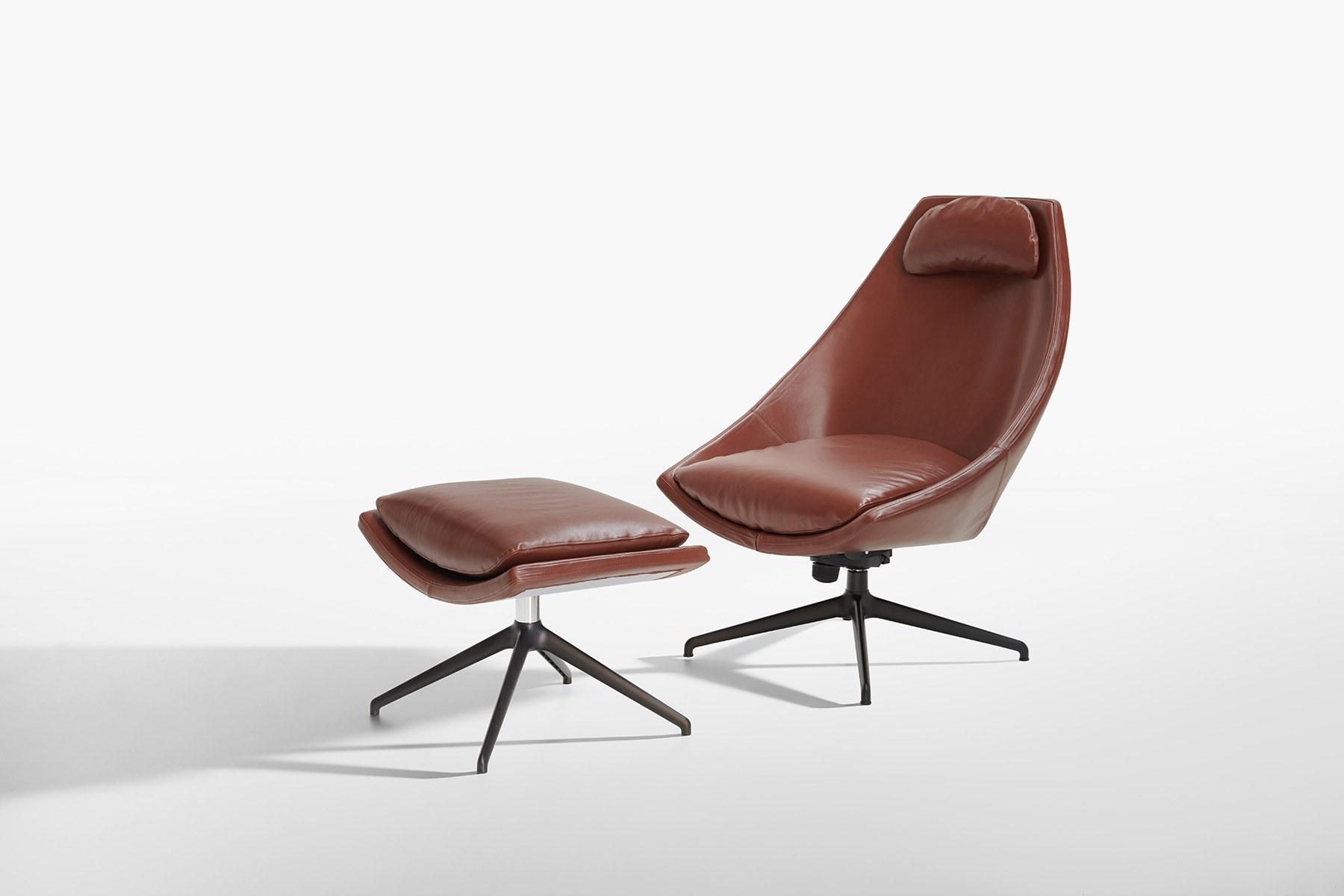 CUT Leather armchair with headrest