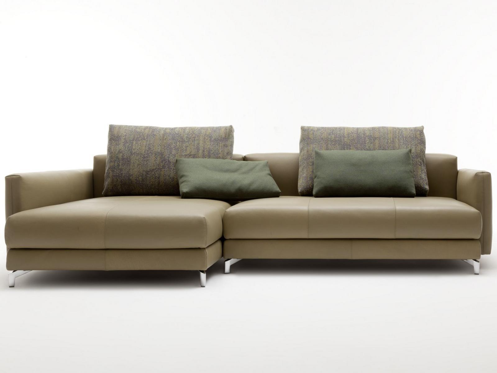 007 NUVOLA Sectional leather sofa with chaise longue