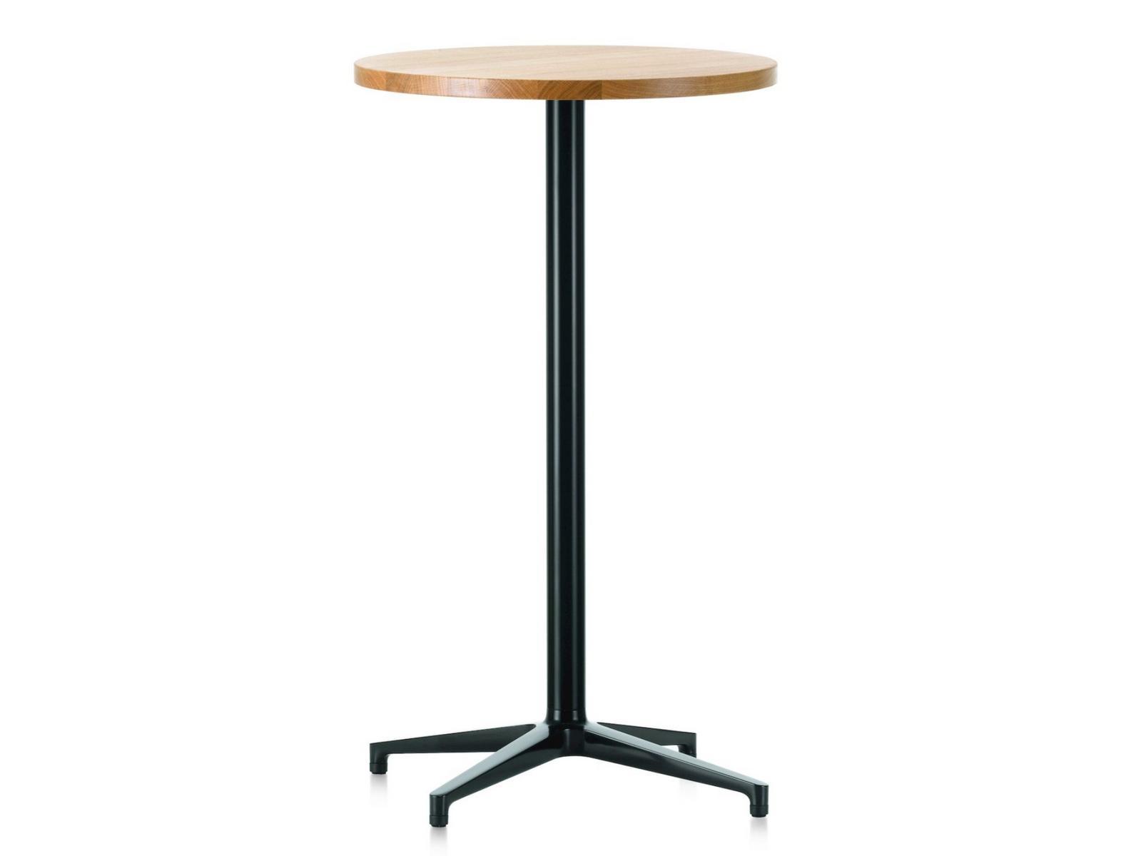 BISTRO Round high table with steel base and wooden top