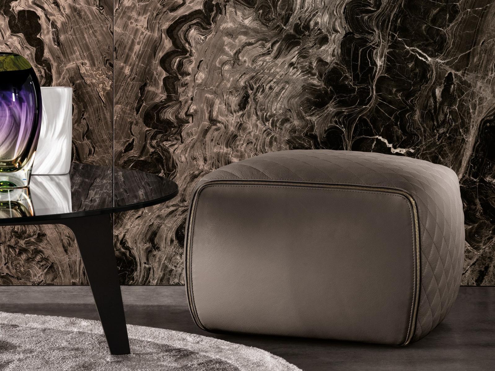 ASHLEY Leather pouf