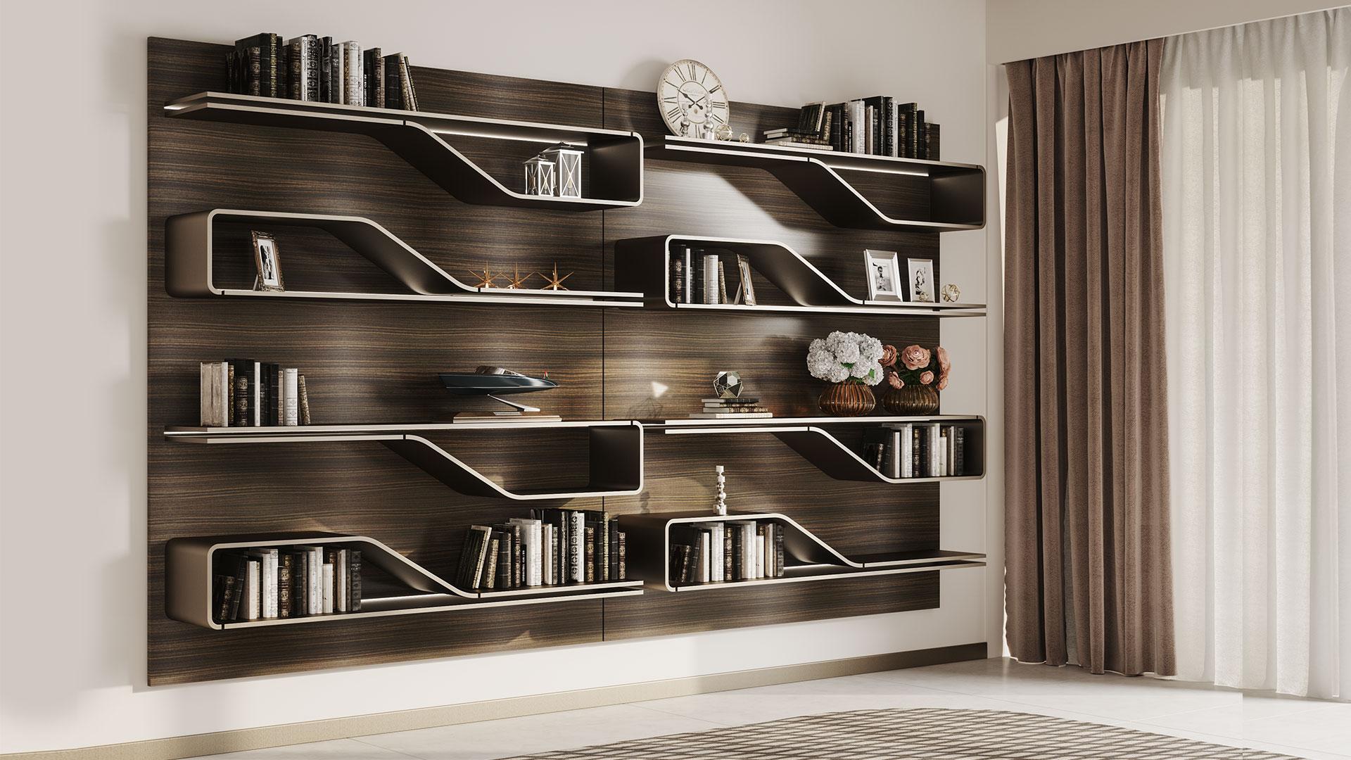 SEGNO Wooden bookcase with built-in lights