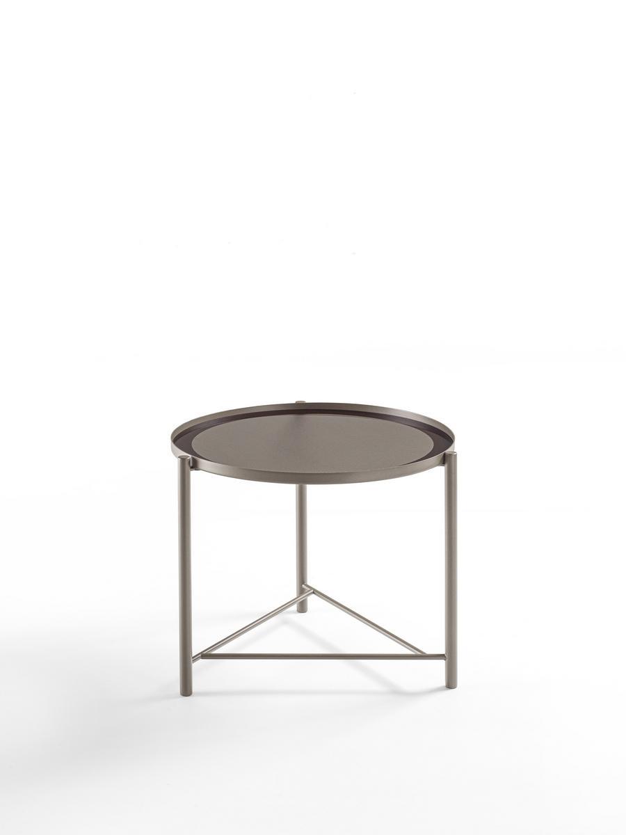 SANTA MONICA Low round glass and metal coffee table