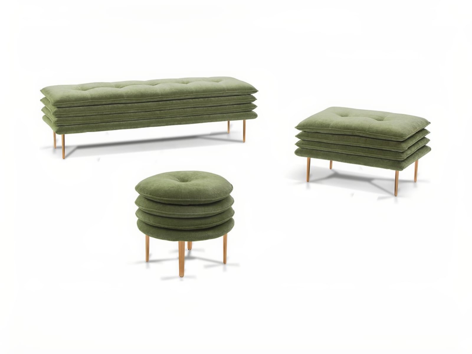MATER FAMILIAS Stylish, multi-layered Mater Familias poufs offer comfort, practicality, and versatility for any room, enhancing space with a unique design accent.