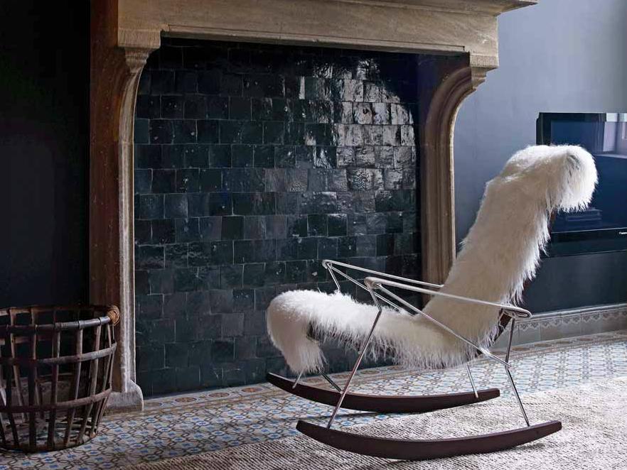 J.J. Rocking fur armchair with armrests