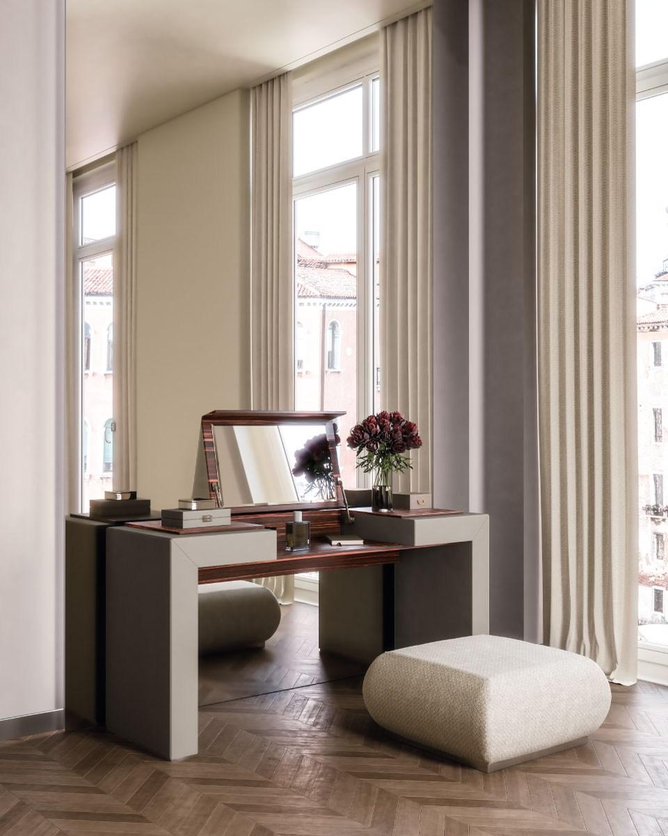KANDY Rectangular wooden console table with drawers