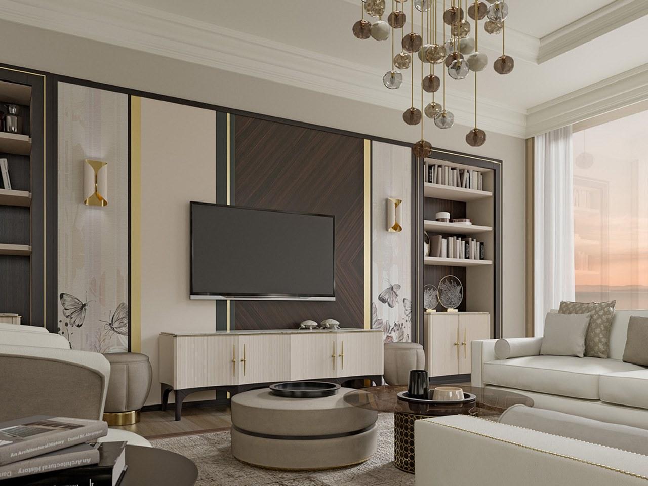 PR.860.1 Custom wooden TV wall system PR.860.1 Custom wooden TV wall system
