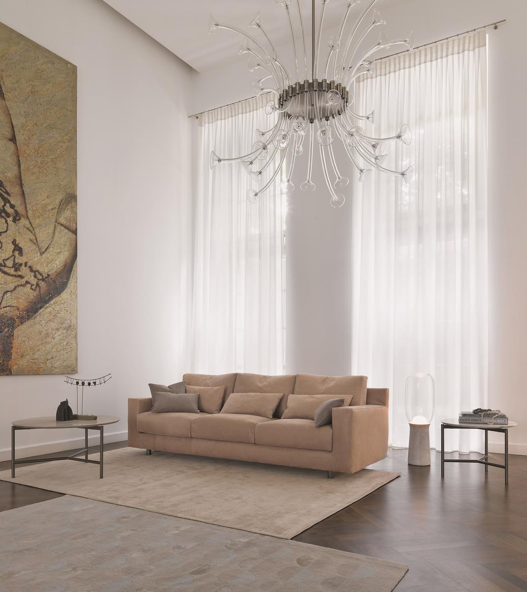 BORGONUOVO 3 seater fabric sofa
