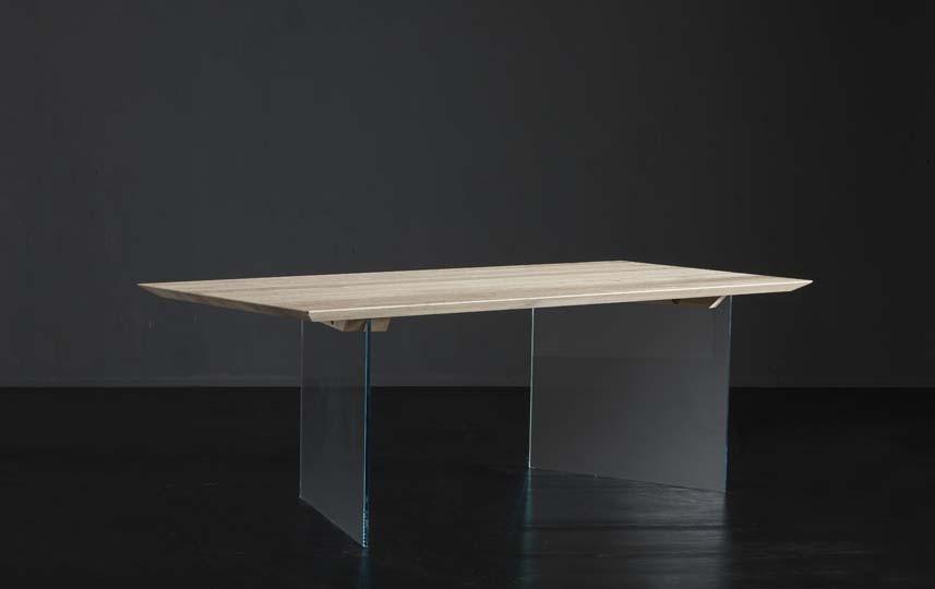 TOLEDO + ICE Rectangular wood and glass dining table