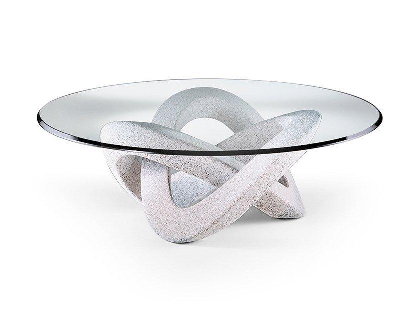 ANDROMEDA Round glass coffee table for living room