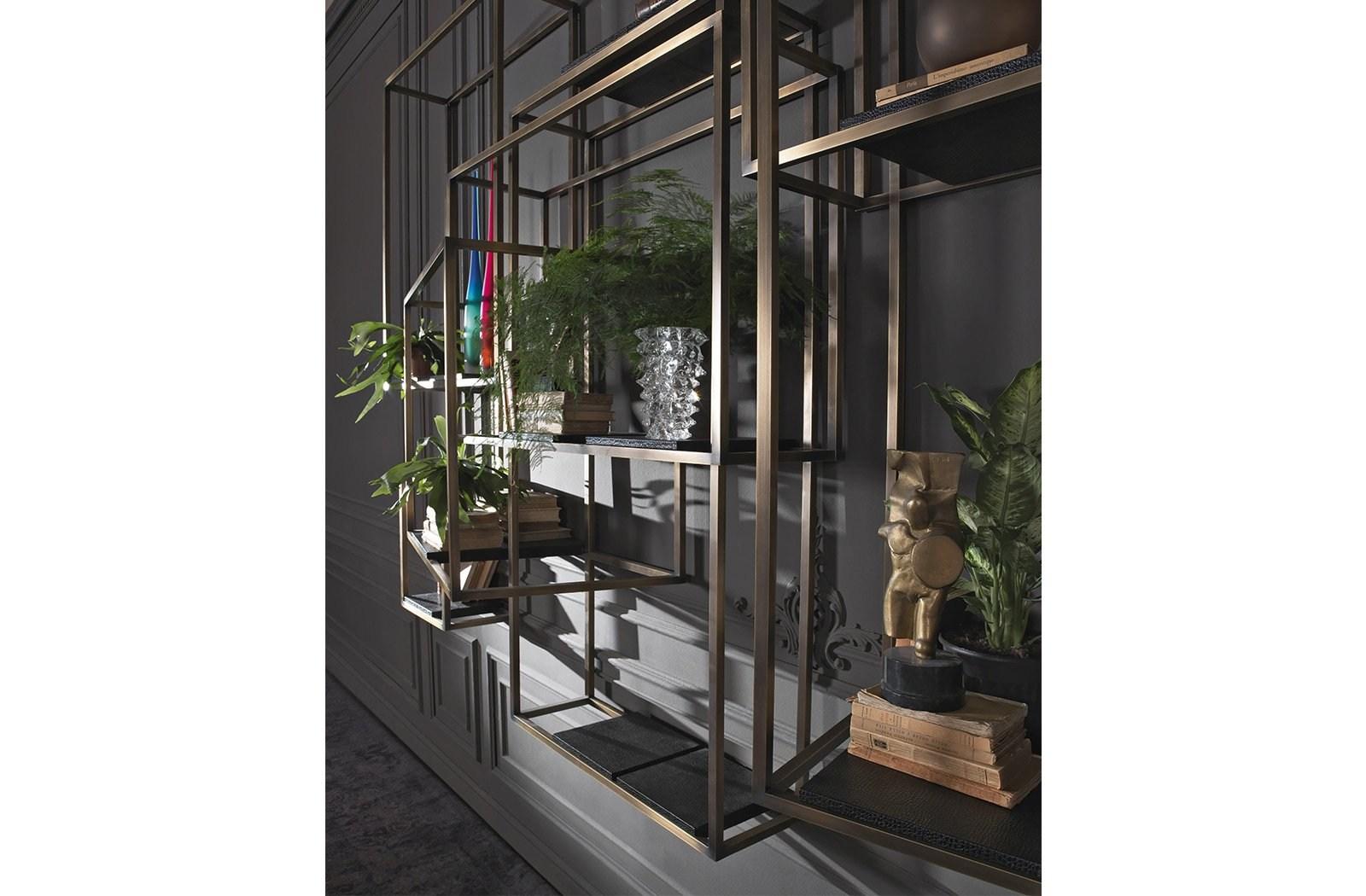 MATRIX Open floating brass bookcase