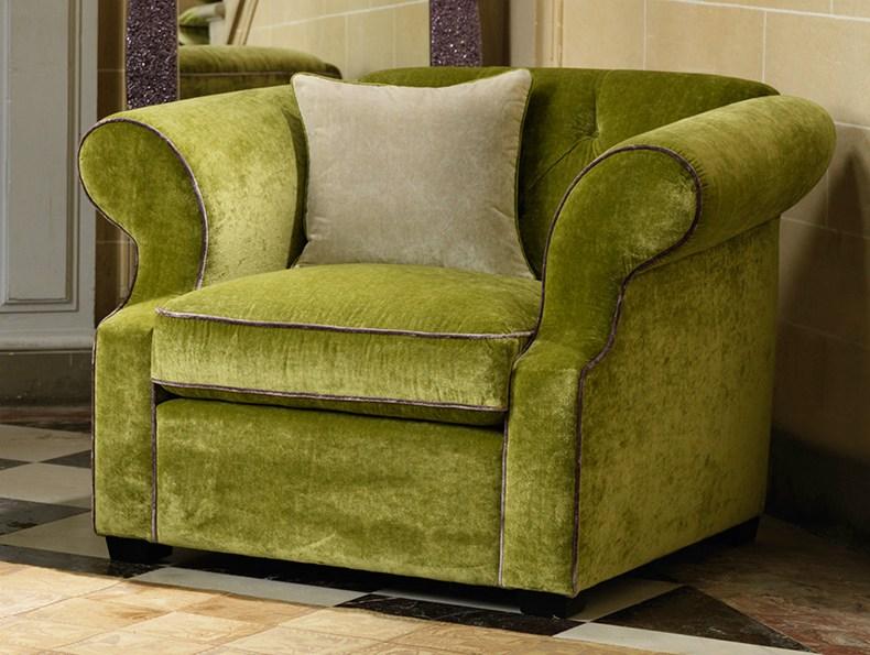 BENJAMIN Upholstered fabric armchair with armrests