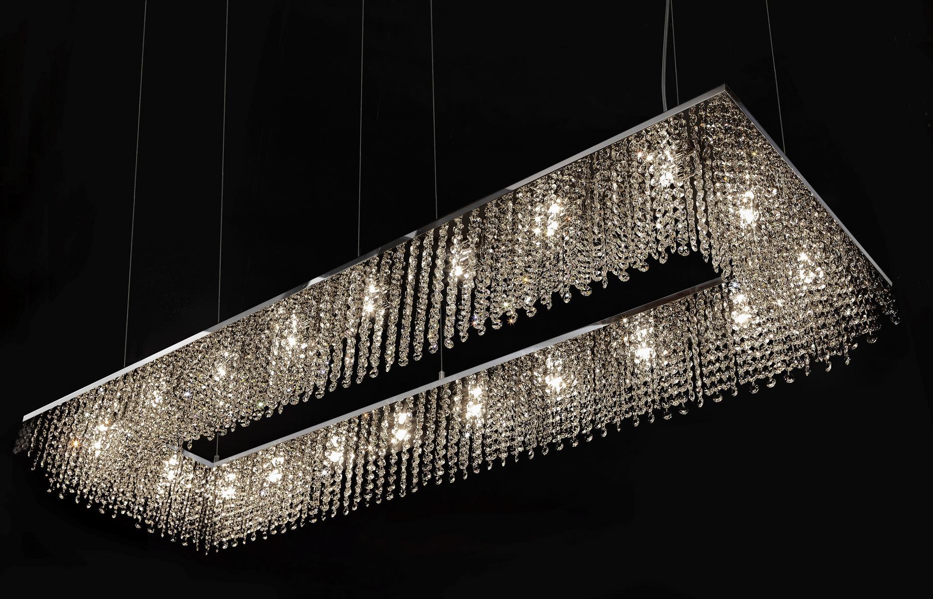 SKY CYCLES RECTANGLE H16 Metal pendant lamp with crystals
