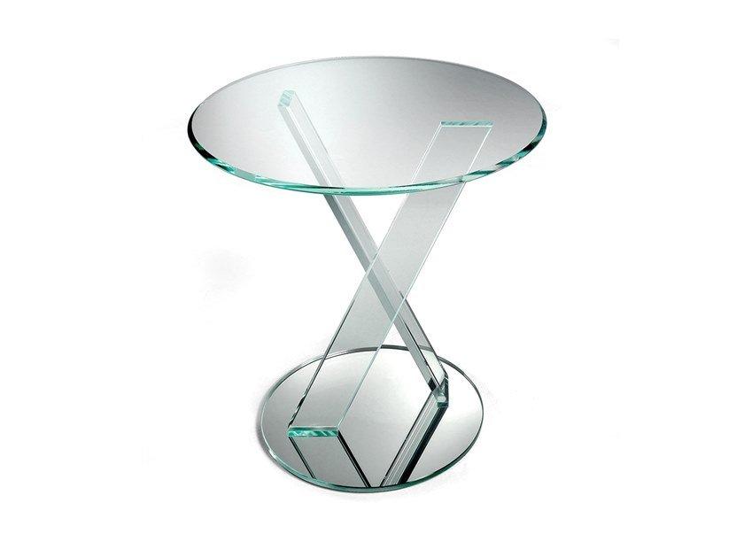MISTER X Round glass coffee table