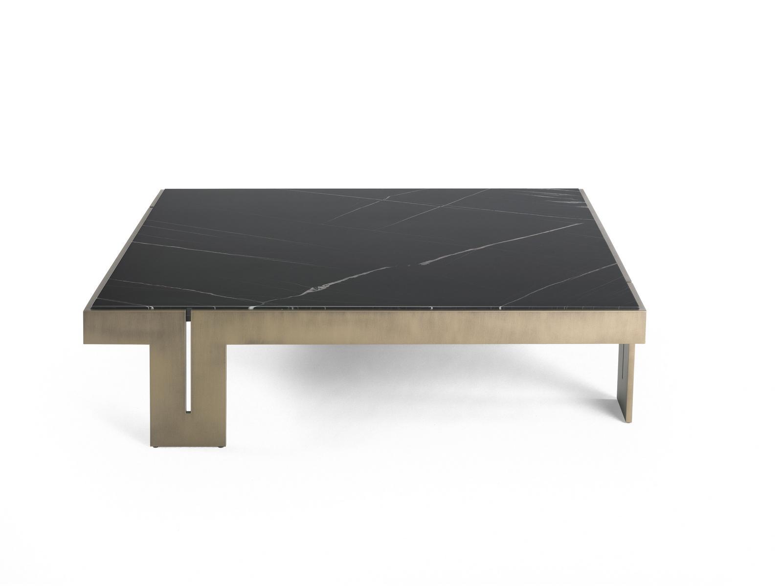 DISTRICT VII Low square Sahara Noir marble and metal coffee table