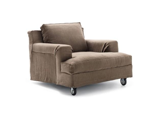 ABERDEEN Fabric armchair with castors