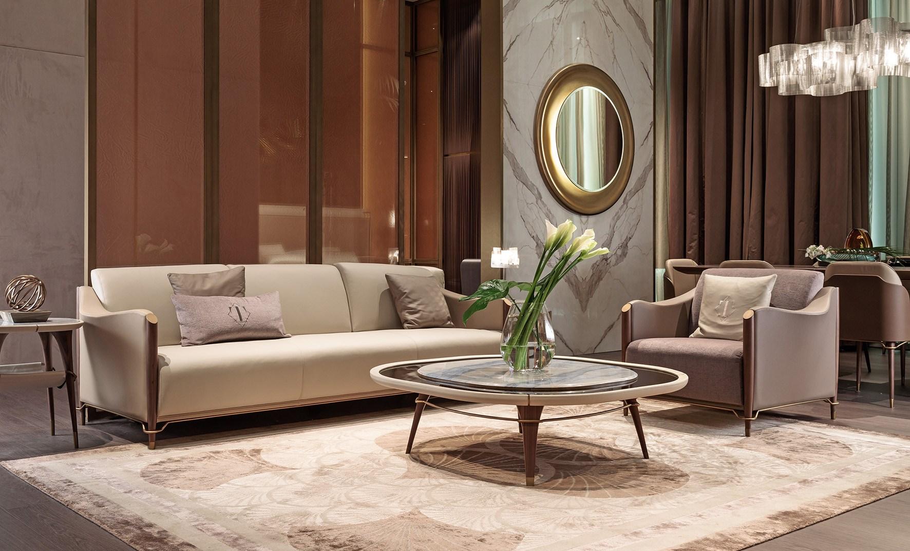 MELTING LIGHT 4 seater leather sofa