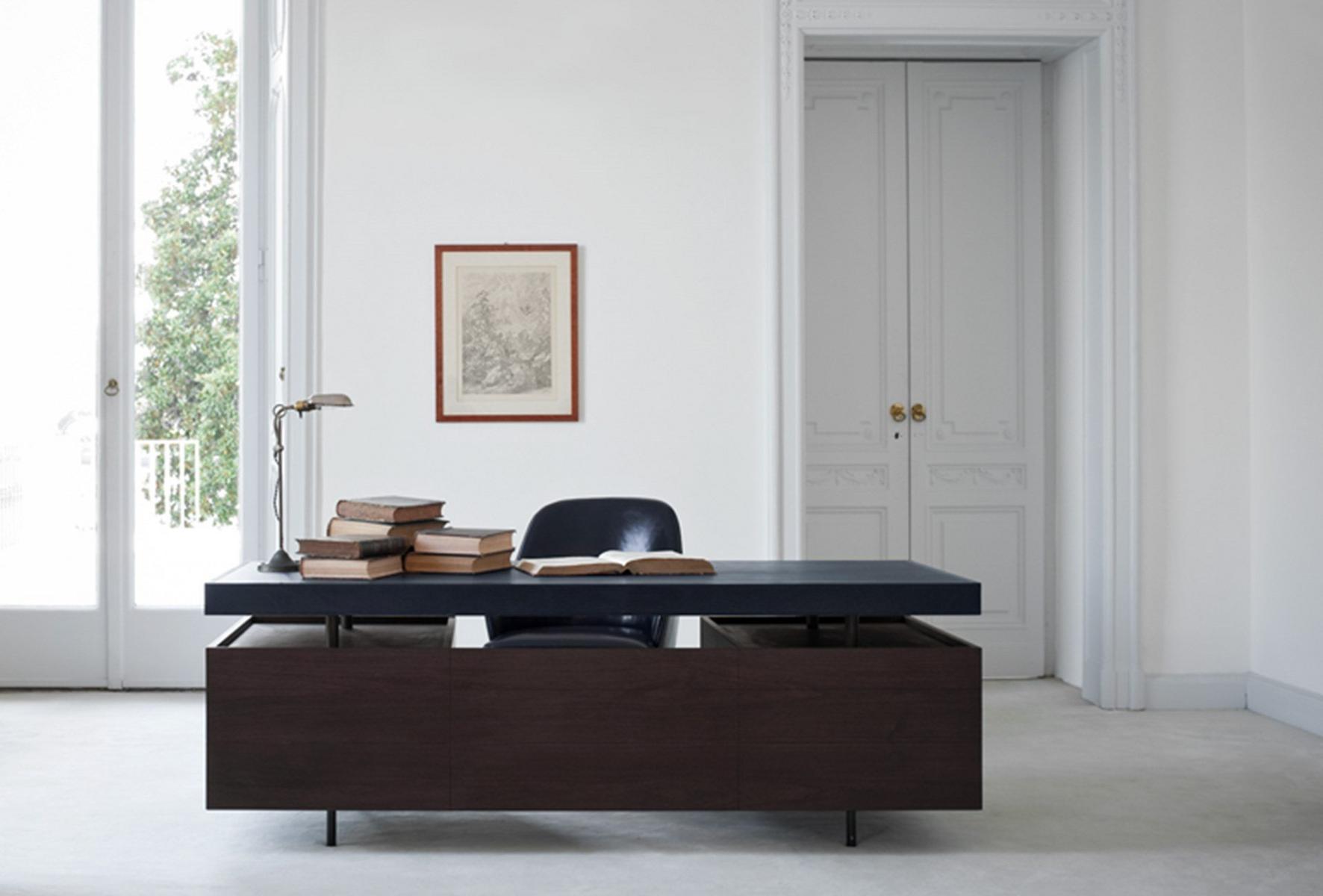 BOURGEOIS Rectangular wooden writing desk with drawers