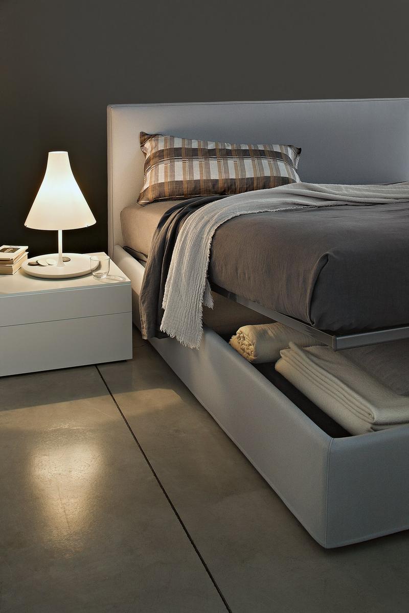 CAMILLE Upholstered fabric storage bed with removable cover