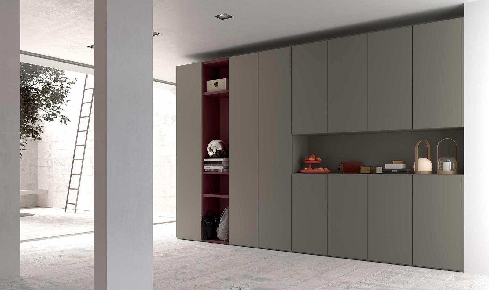 EVEN Modular lacquered wardrobe with drawers