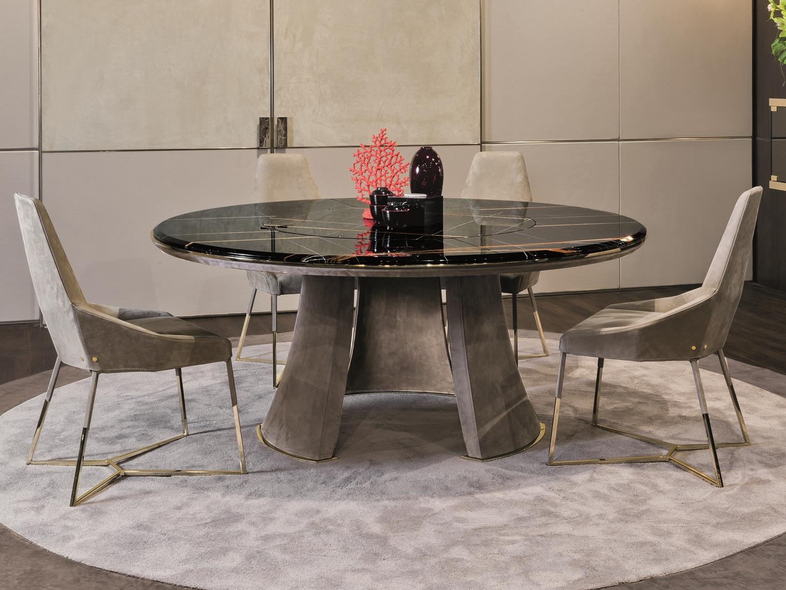 DAMIEN Round leather table