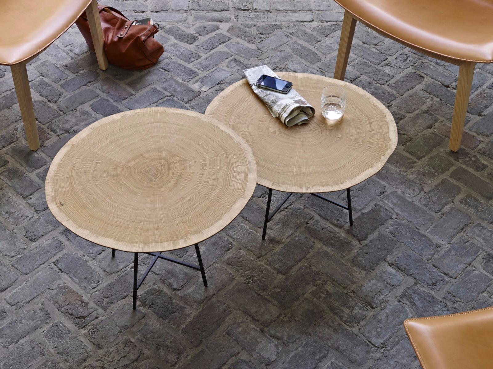 ALBURNI Round wood veneer coffee table