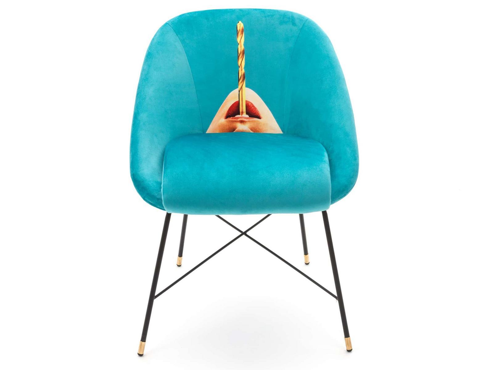 DRILL Upholstered fabric chair with armrests