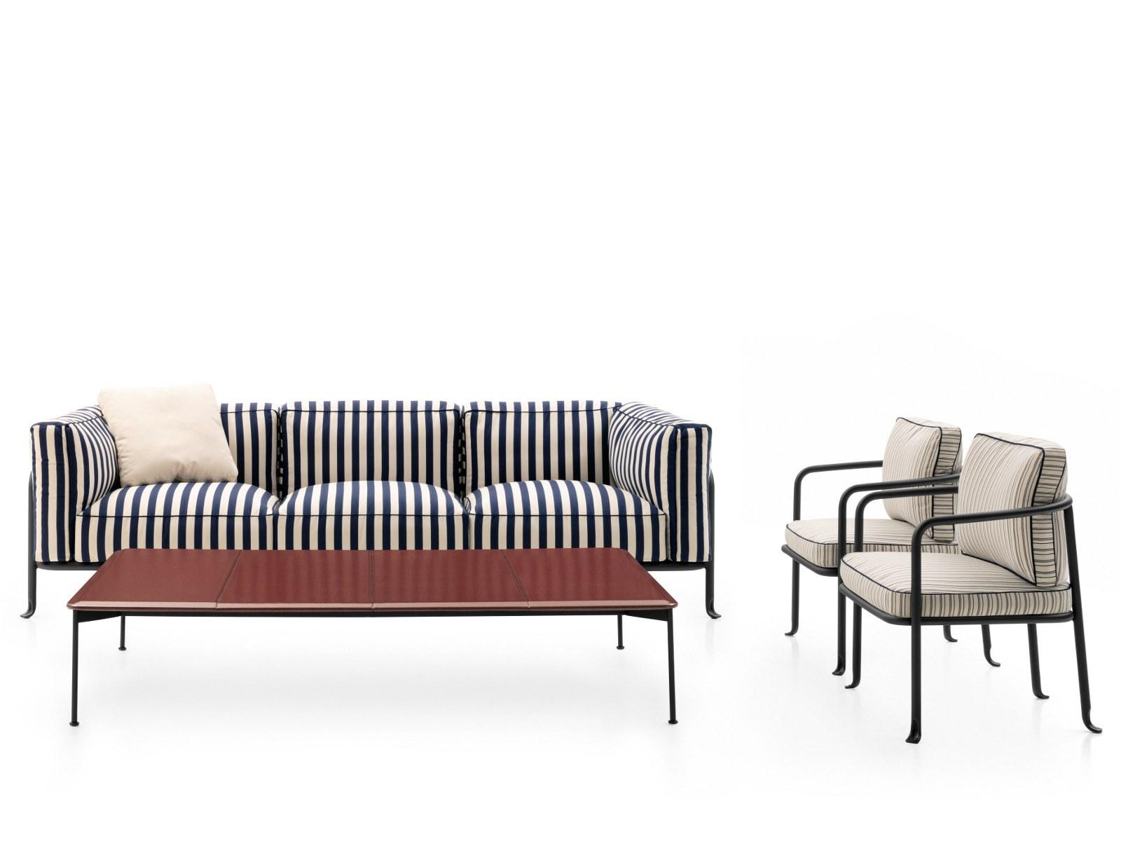 BOREA Upholstered fabric garden chair with armrests