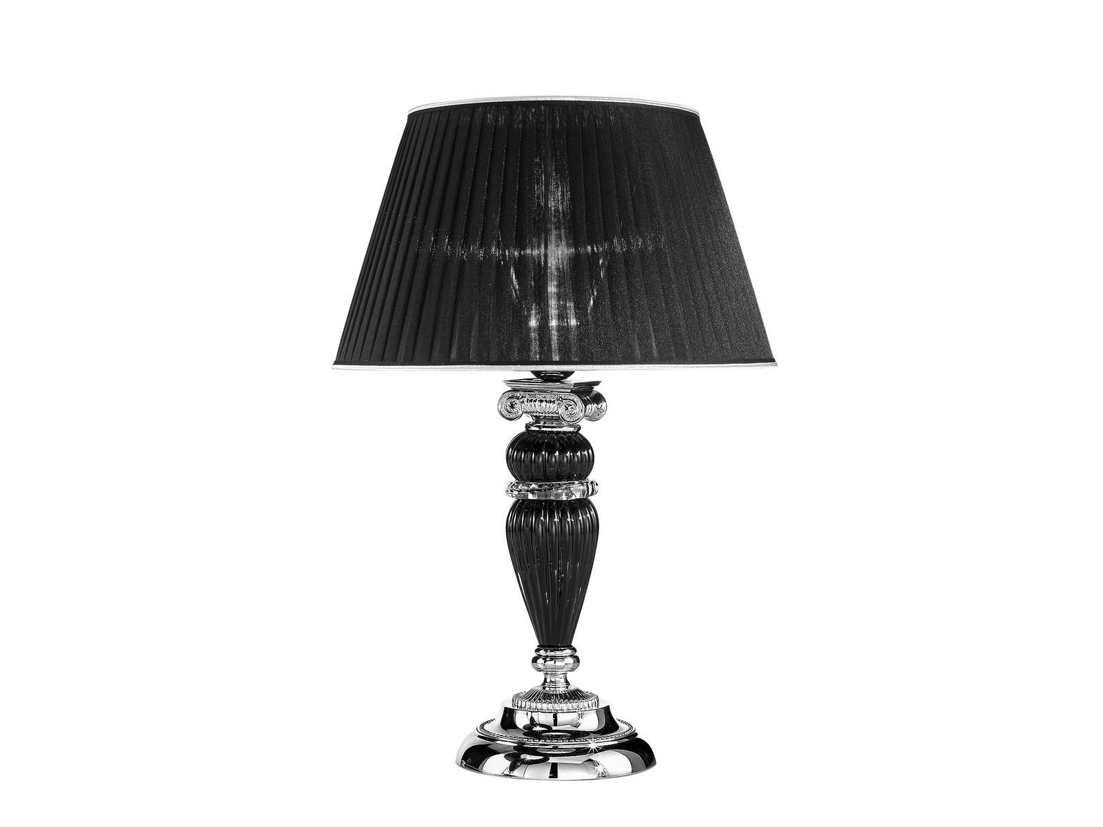 NIVES 27377/LP -/LG Chrome finish table light with clear/black crystal and shade