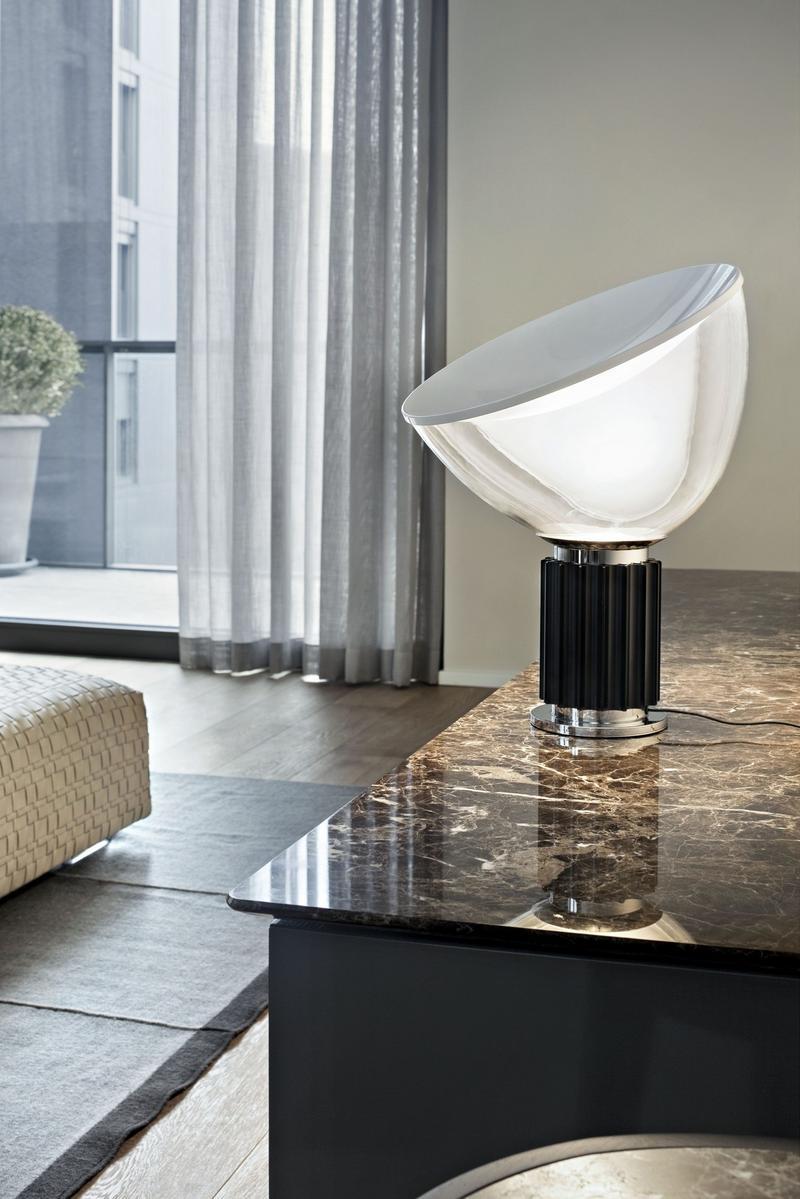 TACCIA SMALL LED indirect light glass and aluminium table lamp