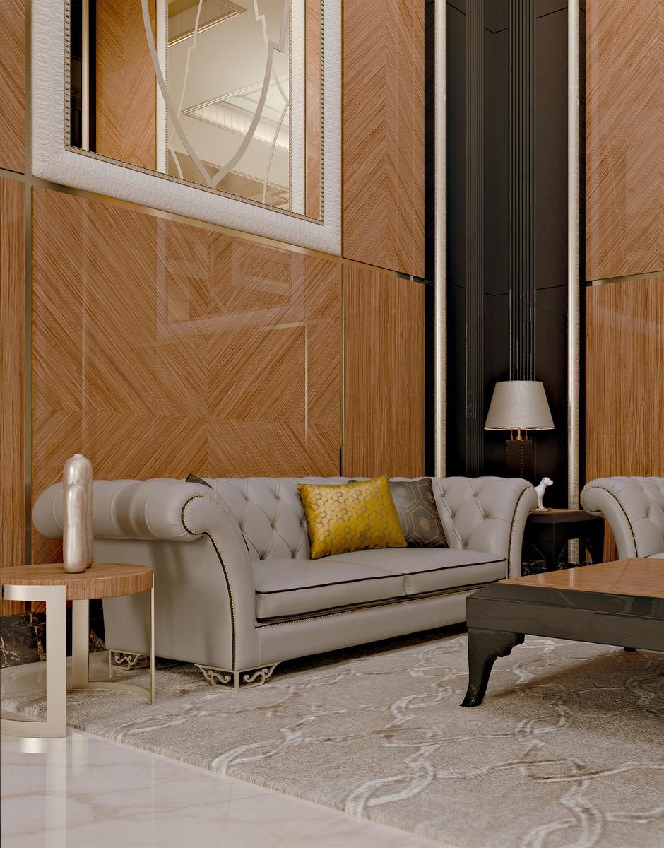 BABYLON Tufted 4 seater leather sofa